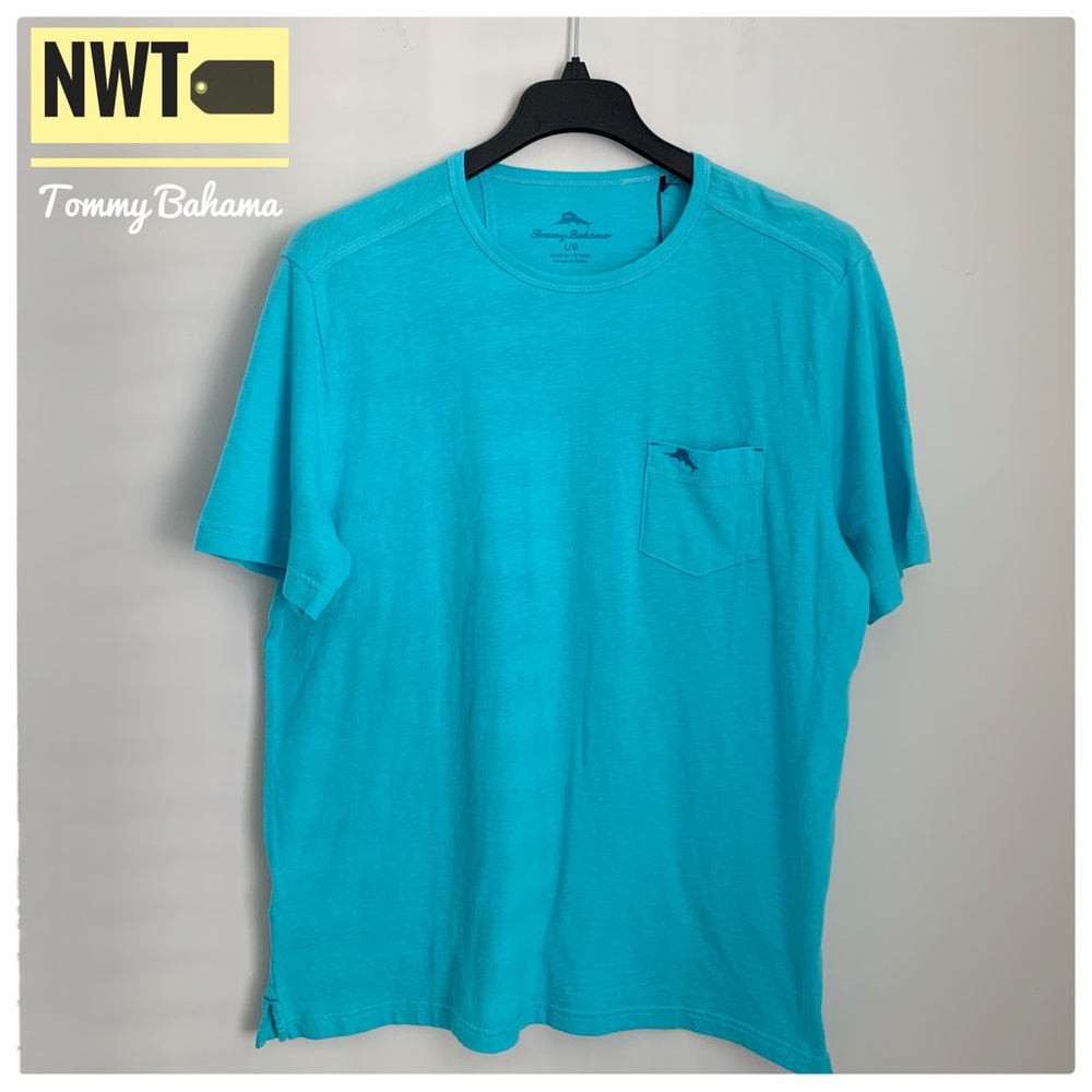 🌴(NWT) SALE! TOMMY BAHAMA Ocean Blue Colored 100% Light Cotton Crew Neck Tee